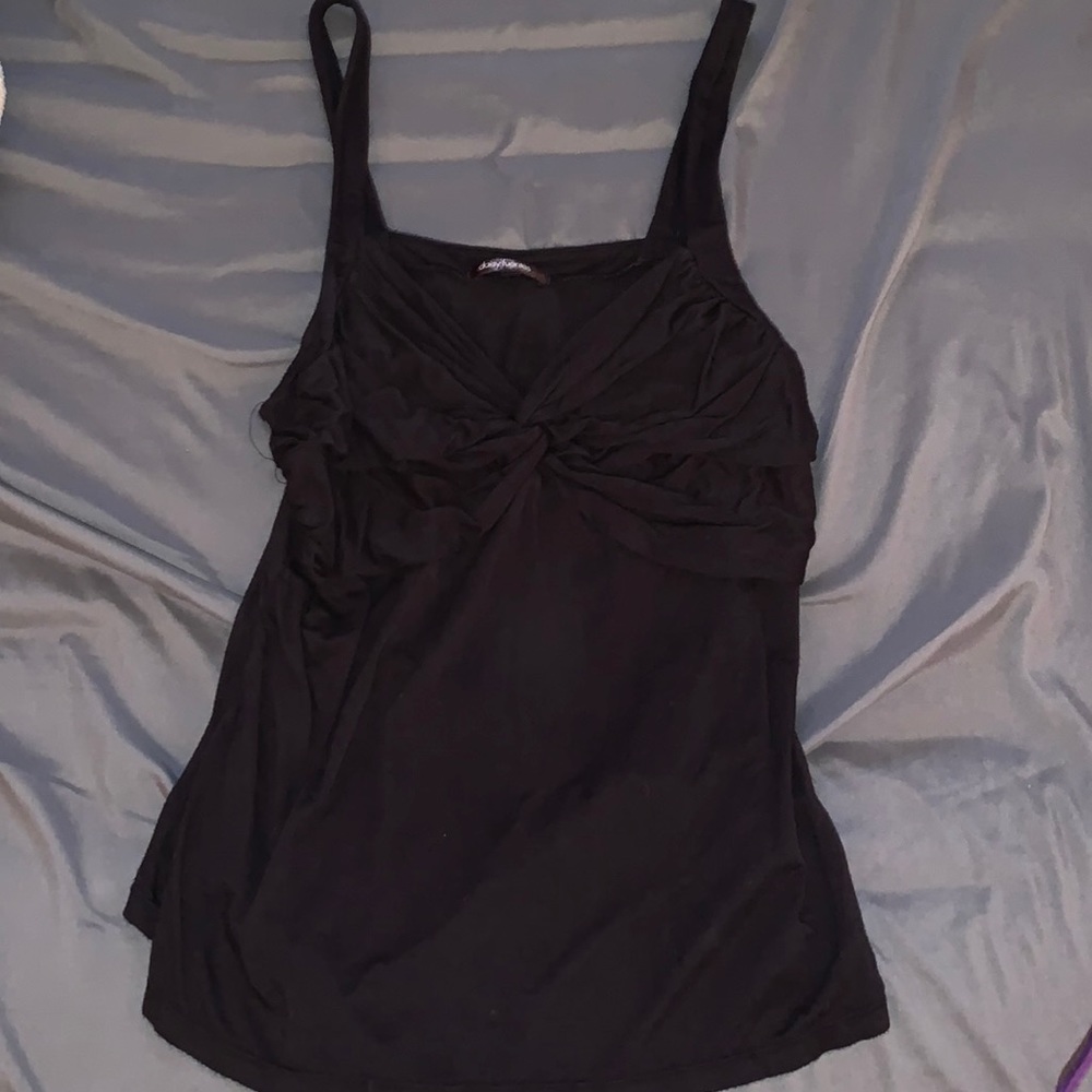 Black crisscrossed tank top
